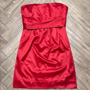 New York & Company Red Strapless Pleated Cocktail Dress